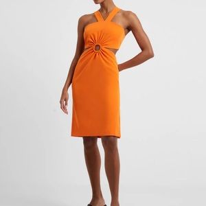 French Connection Side Cut-Outs O-Ring Halter Neck Echo Dress -Size 4